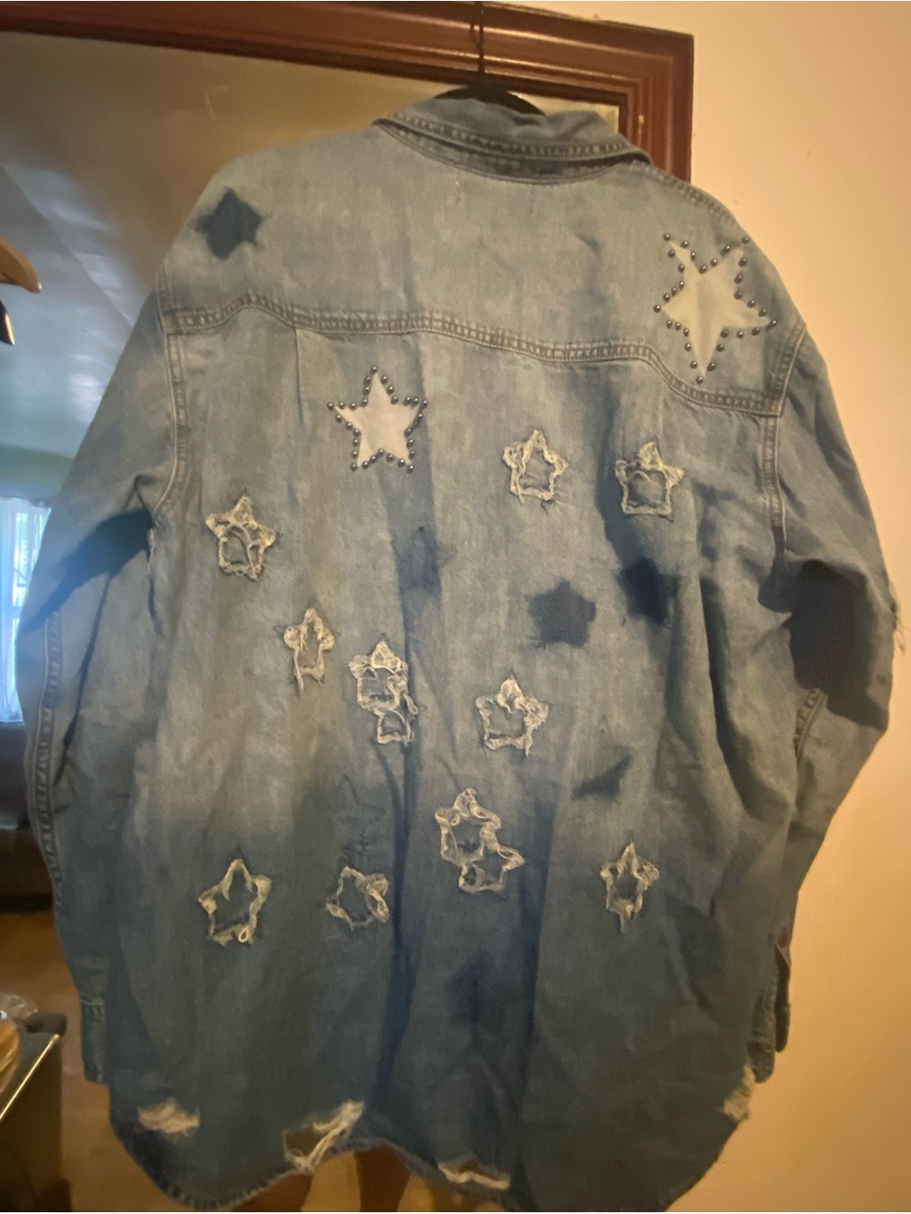 One Teaspoon Light Blue Star Cutout Denim Jacket